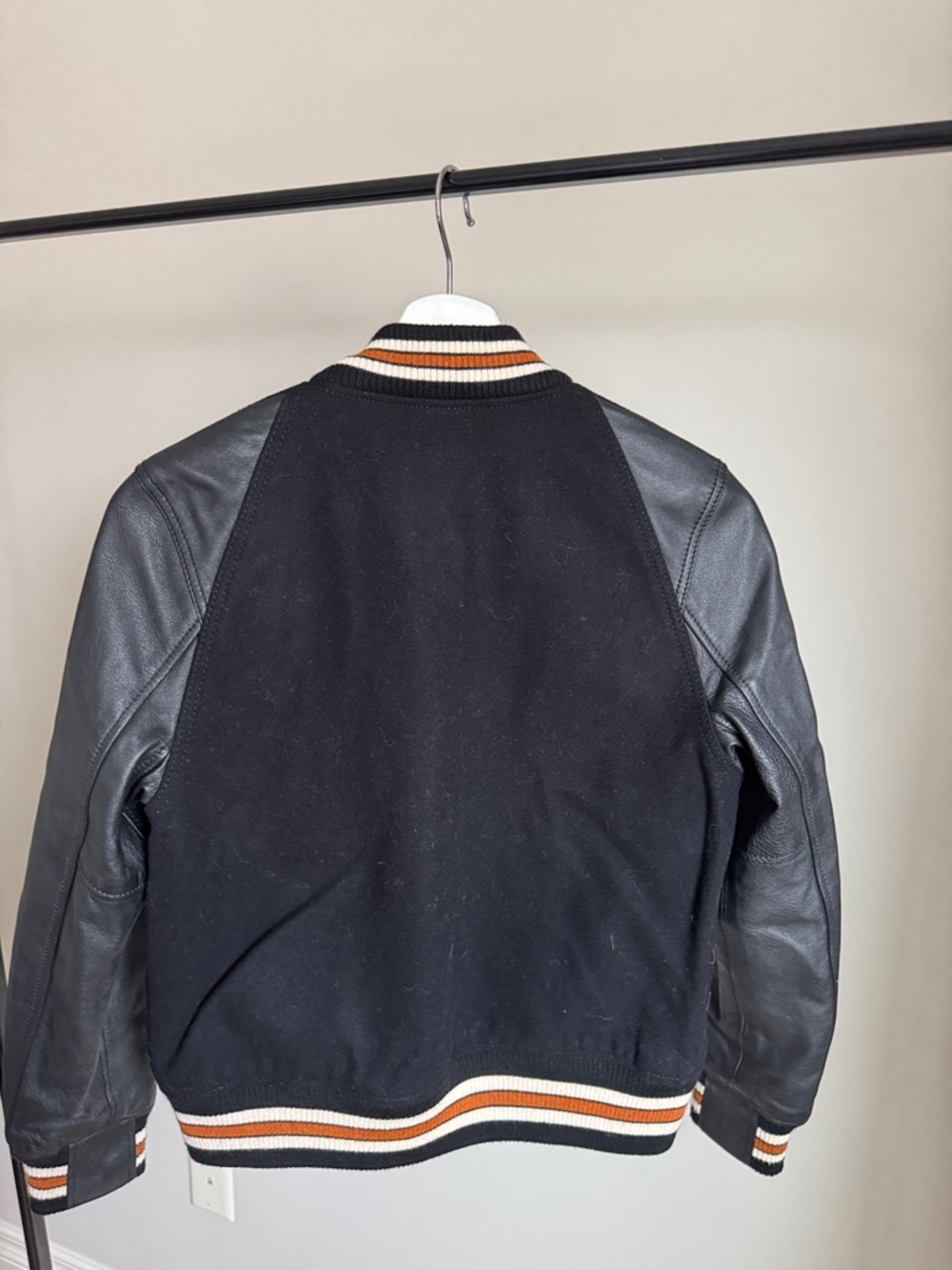 Coach Black Wool and Leather Varsity Jacket with Red Car Patch - Picture 4 of 6